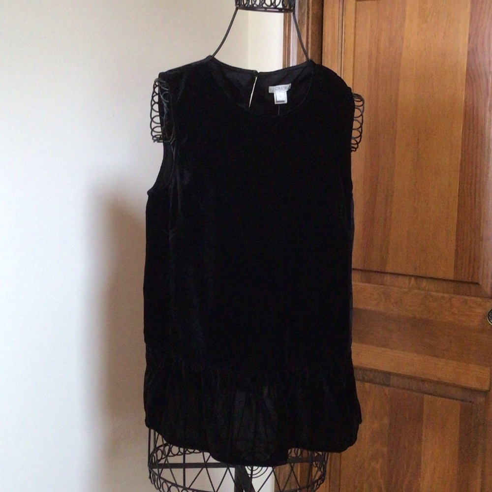 J crew velvet Top, Black, New With Tags, Size 2